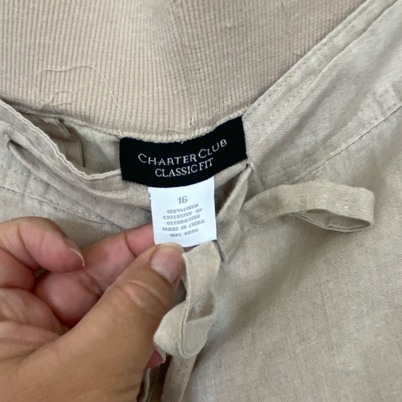 Charter Club Beige Linen Capri Pants Size 16 - Picture 6 of 9